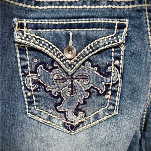 Nine West Blue Jeans with Ornate Embroidery and Rhinestones